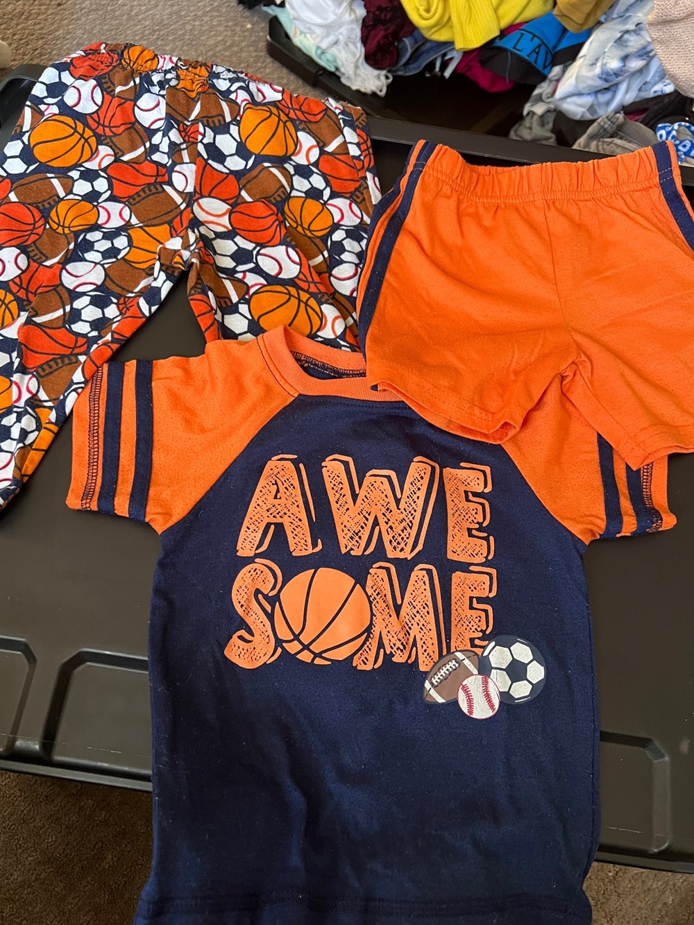 Kids' Navy & Orange 'Awesome' Sports Tee + Shorts Set